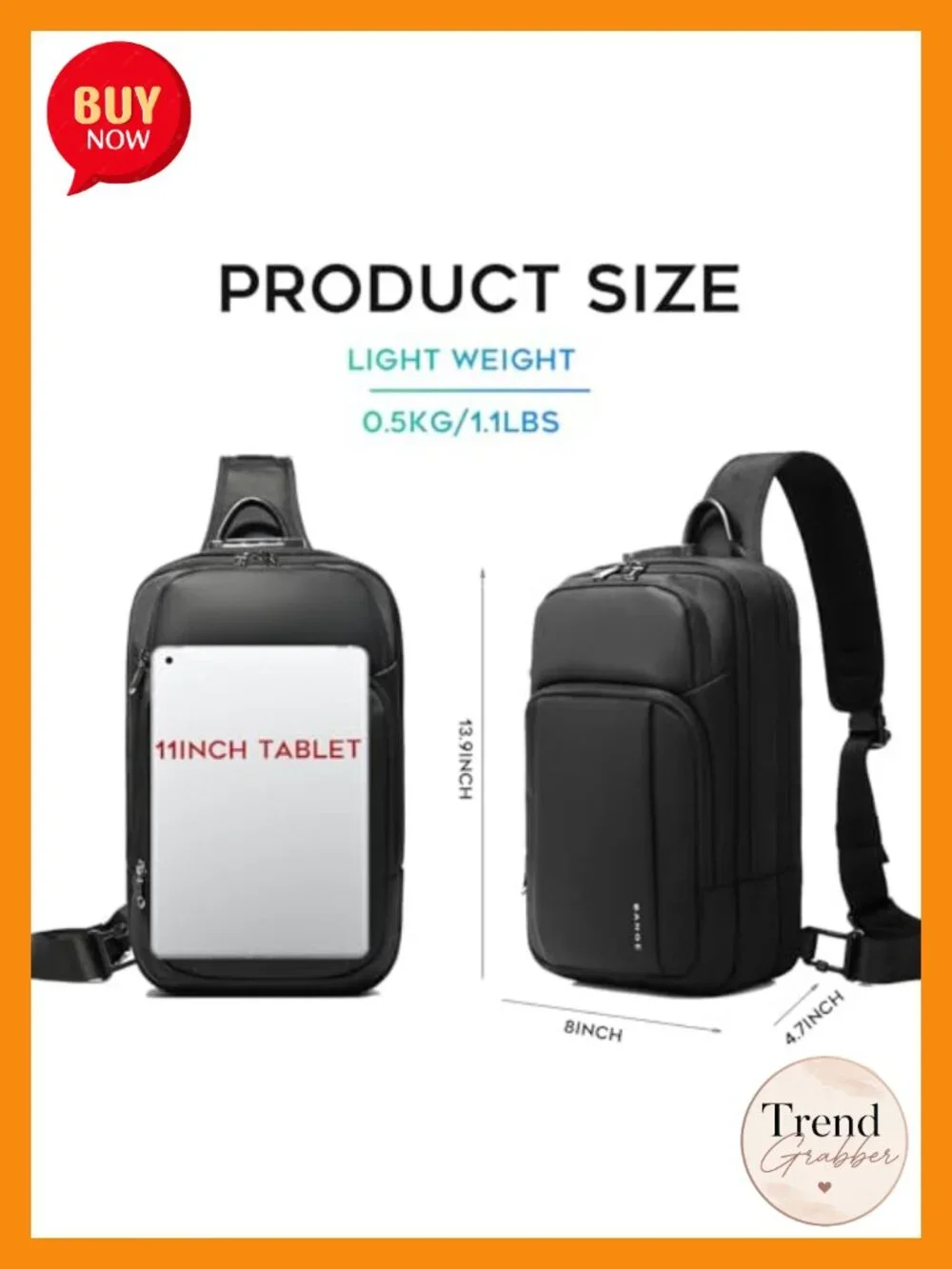 Water Resistant Anti Theft Sling Bag Crossbody Shoulder Backpack Tablet